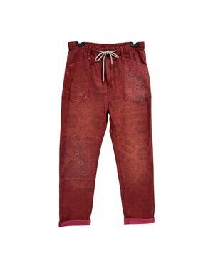 Pilcro The Trailblazer Patchwork Paisley Mandala Red Pants NWOT Size S